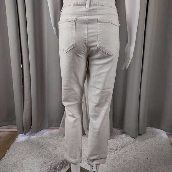 Paige Kylie Crop White Jeans With 5 Pockets Zip Fly With Button Closure Size 32 - Picture 5 of 12